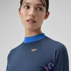 Women's Printed Long Sleeve Rash Top Navy