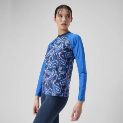 Women's Printed Long Sleeve Swim Tee Navy/Blue