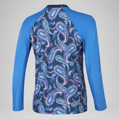 Women's Printed Long Sleeve Swim Tee Navy/Blue