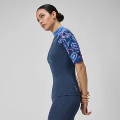 Women's Printed Short Sleeve Rash Top Navy/Blue