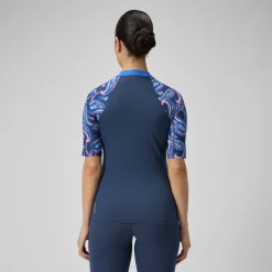 Women's Printed Short Sleeve Rash Top Navy/Blue