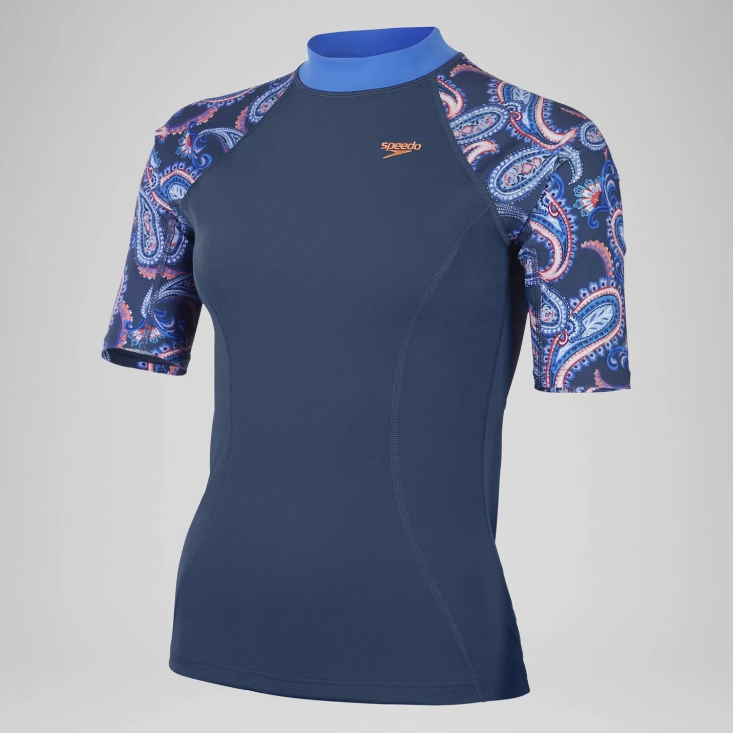 Women's Printed Short Sleeve Rash Top Navy/Blue