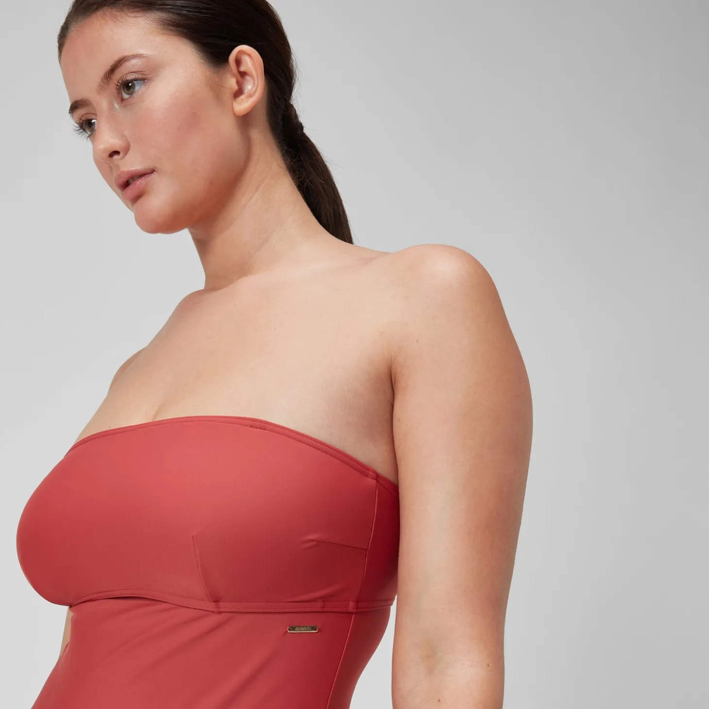 Women's Shaping Bandeau Swimsuit Red