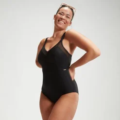 Women's Shaping Mesh Detail Swimsuit Black