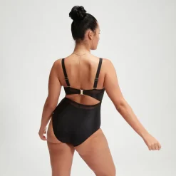 Women's Shaping Mesh Detail Swimsuit Black