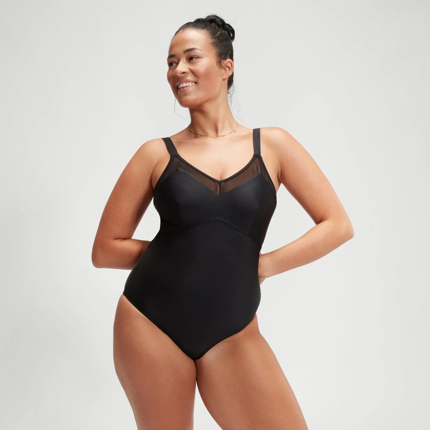 Women's Shaping Mesh Detail Swimsuit Black
