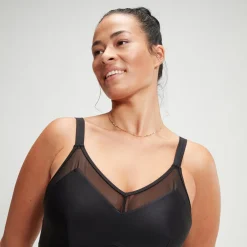 Women's Shaping Mesh Detail Swimsuit Black