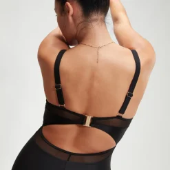 Women's Shaping Mesh Detail Swimsuit Black