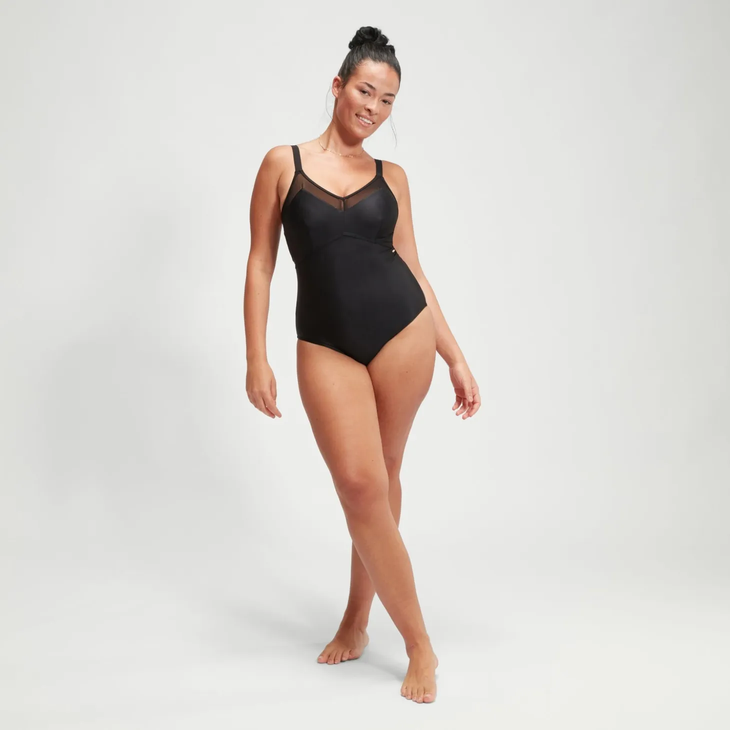 Women's Shaping Mesh Detail Swimsuit Black