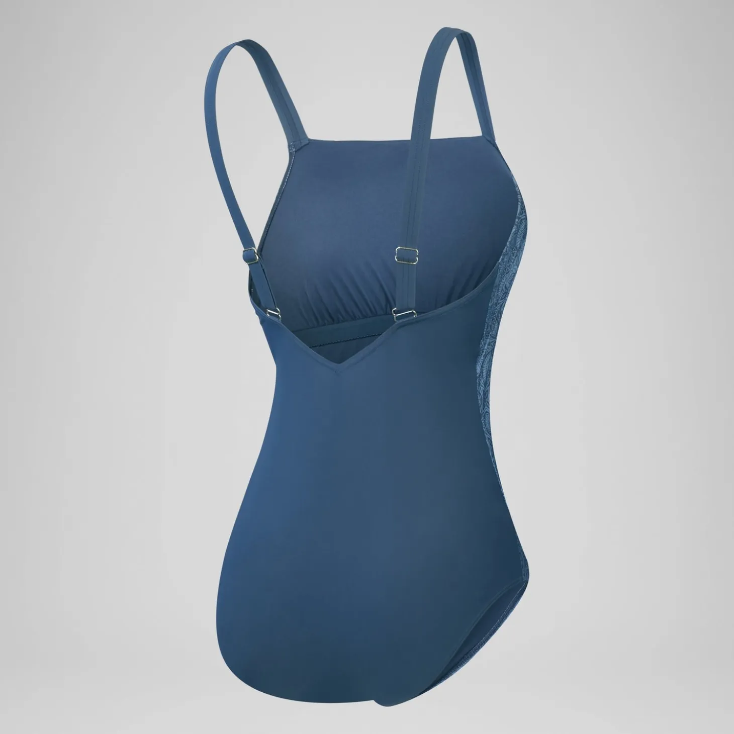 Women's Shaping Printed Square Neck Swimsuit Navy/Blue