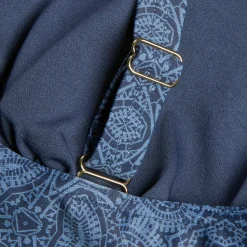 Women's Shaping Printed V Neck Swimsuit Navy/Blue