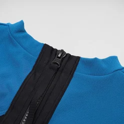Women's Short Sleeved Low Leg Swimsuit Black/Blue