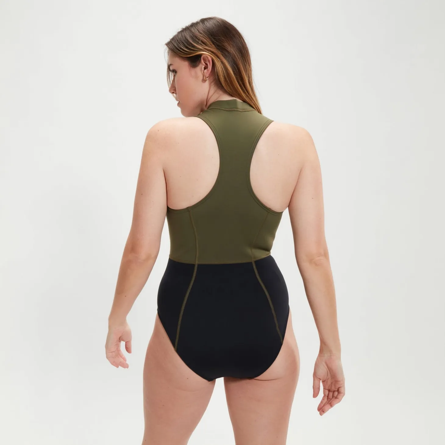 Women's Sleeveless Thermal Swimsuit Black/Green