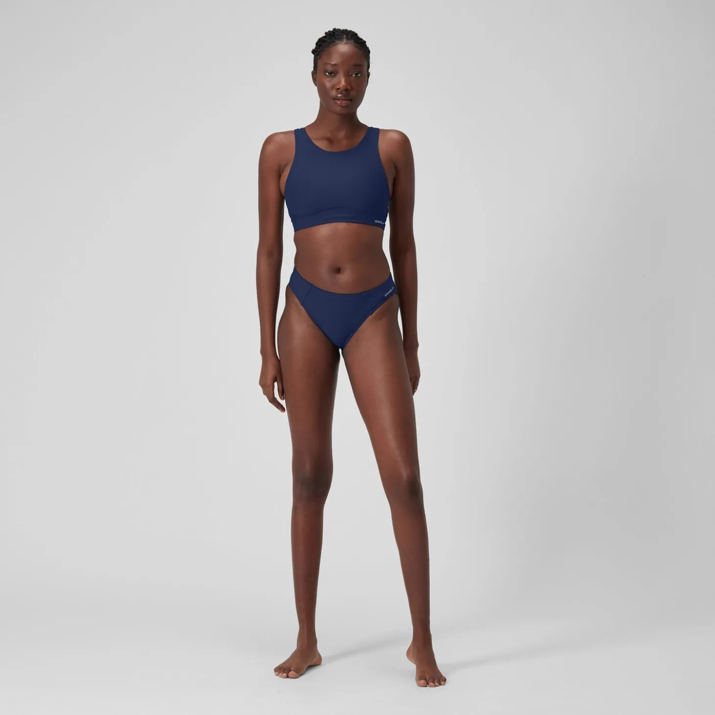 Women's Solid Bikini Top with Mesh Blue