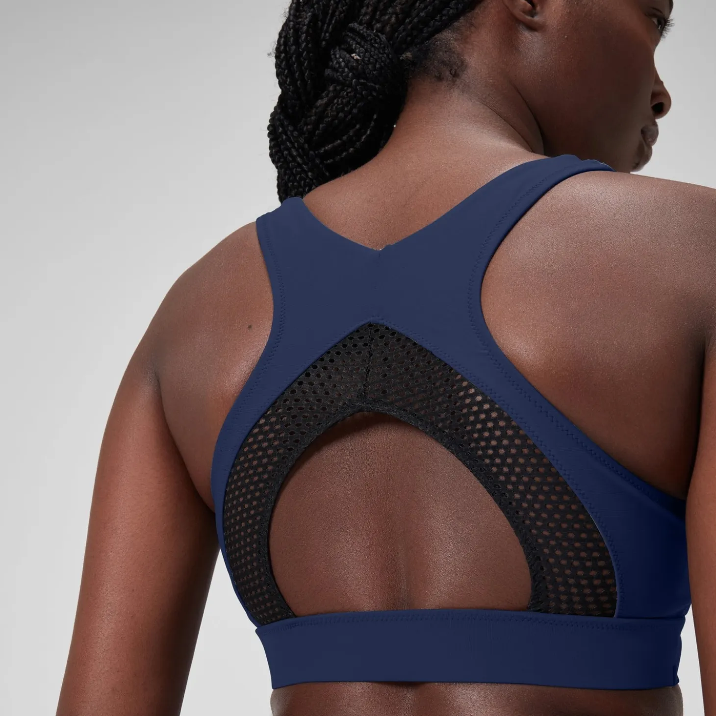 Women's Solid Bikini Top with Mesh Blue