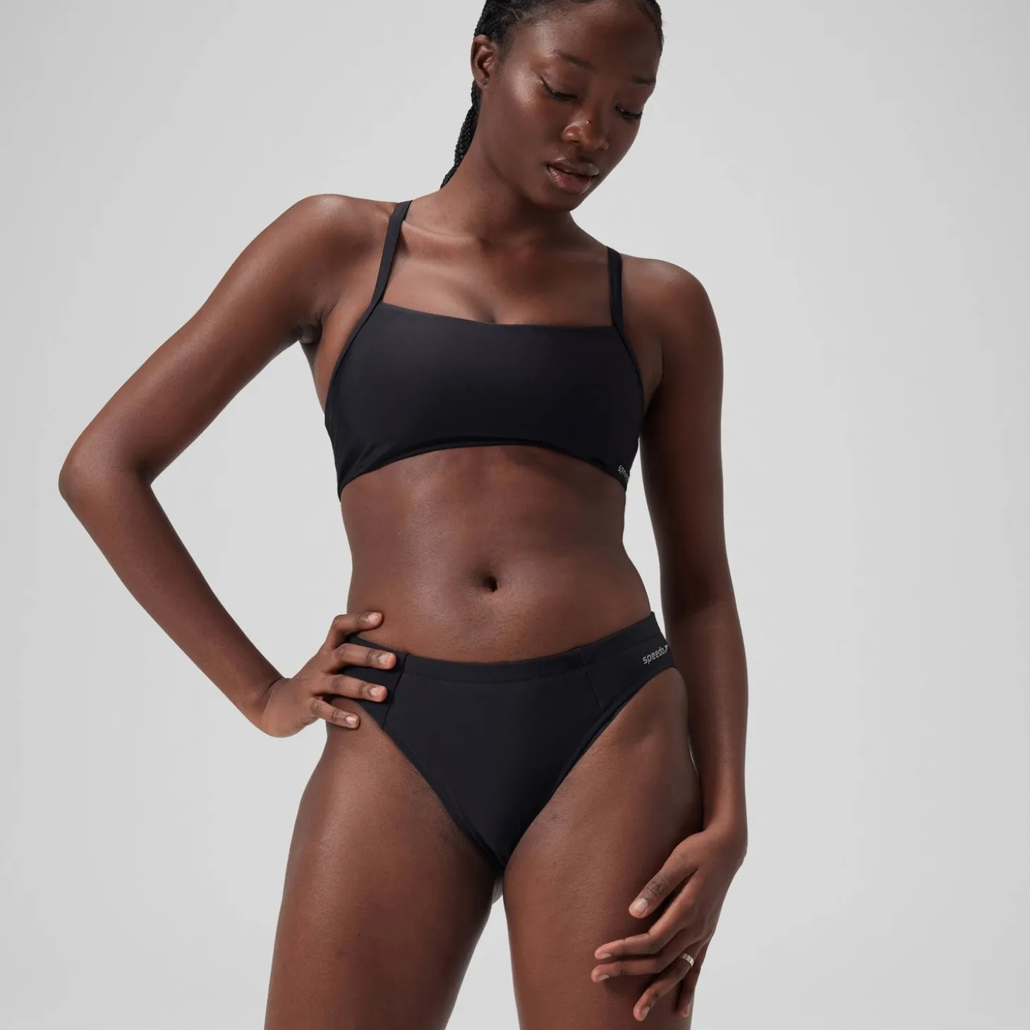 Women's Solid Classic Bikini Bottom Dark Grey