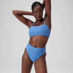 Women's Solid High Waisted Bikini Bottom Blue