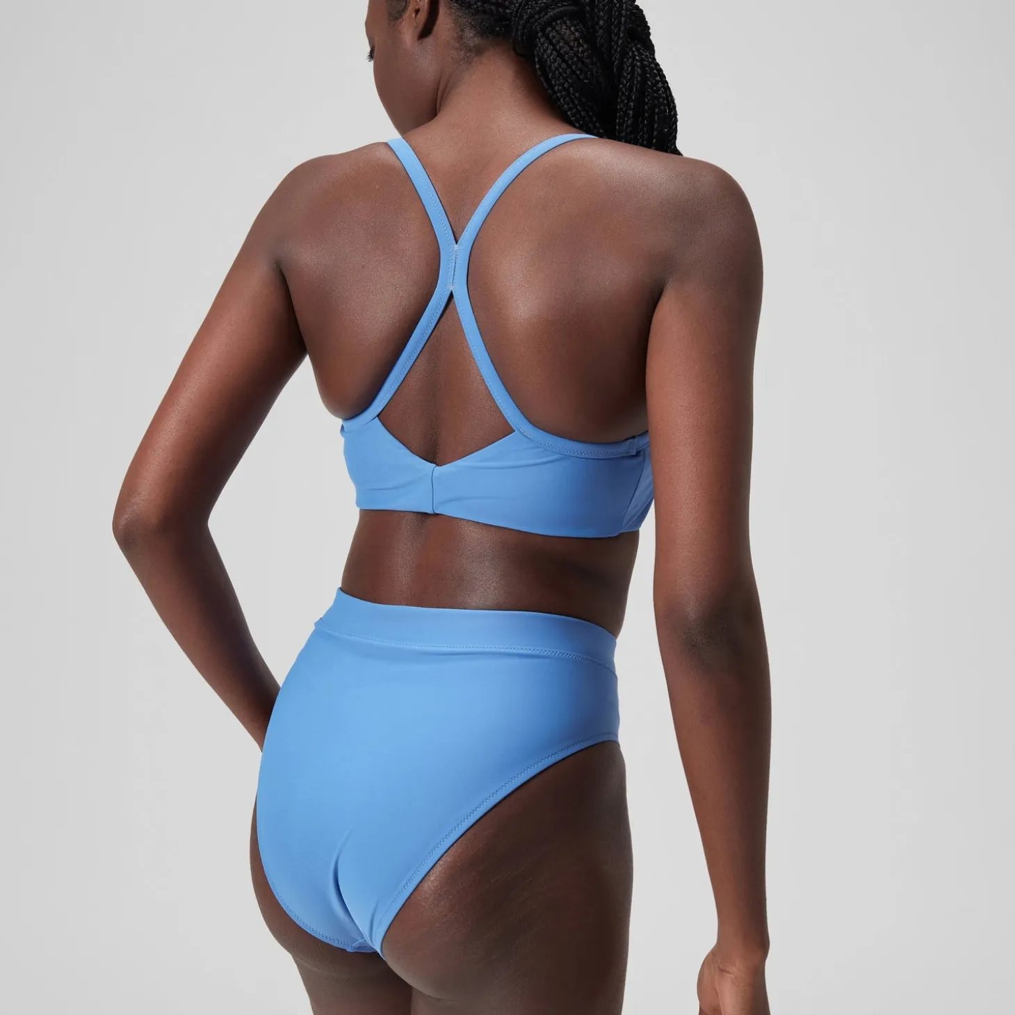 Women's Solid High Waisted Bikini Bottom Blue