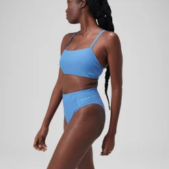 Women's Solid High Waisted Bikini Bottom Blue
