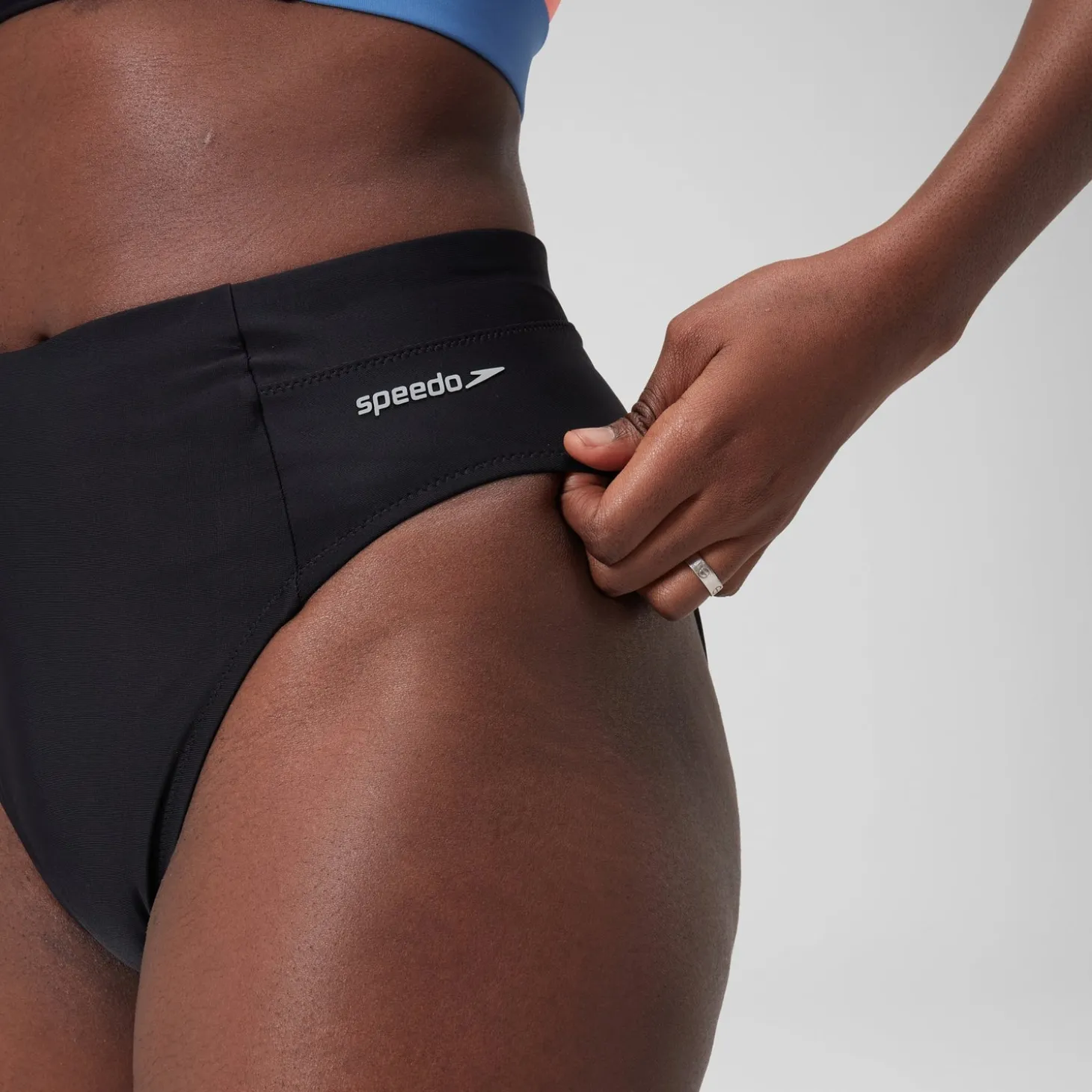 Women's Solid High Waisted Bikini Bottom Dark Grey