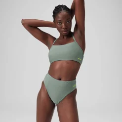 Women's Solid High Waisted Bikini Bottom Green