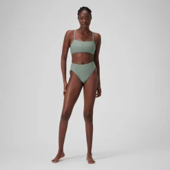 Women's Solid High Waisted Bikini Bottom Green