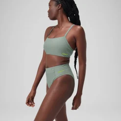 Women's Solid High Waisted Bikini Bottom Green
