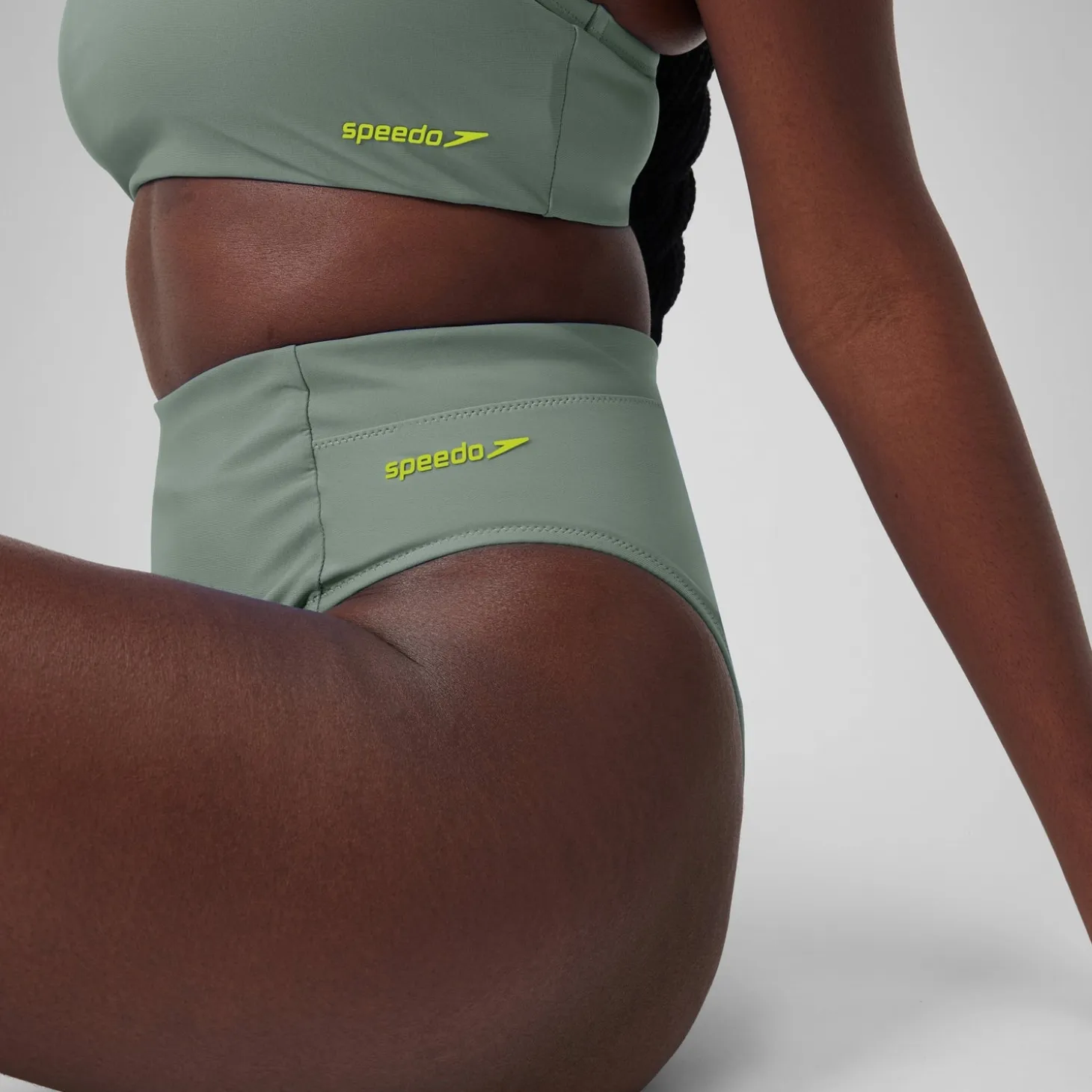 Women's Solid High Waisted Bikini Bottom Green