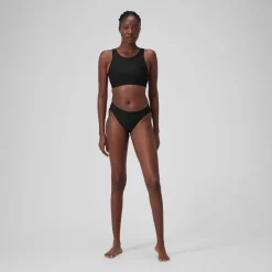 Women's Solid Highneck Crop Top Dark Grey