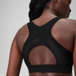 Women's Solid Highneck Crop Top Dark Grey