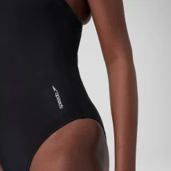 Women's Solid Highneck Scoop Swimsuit Dark Grey