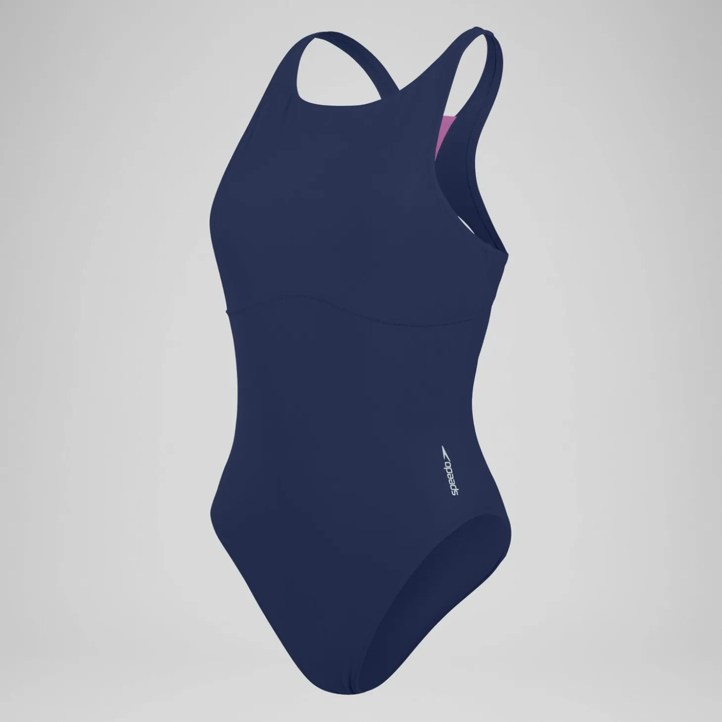 Women's Solid Highneck Swimsuit Blue