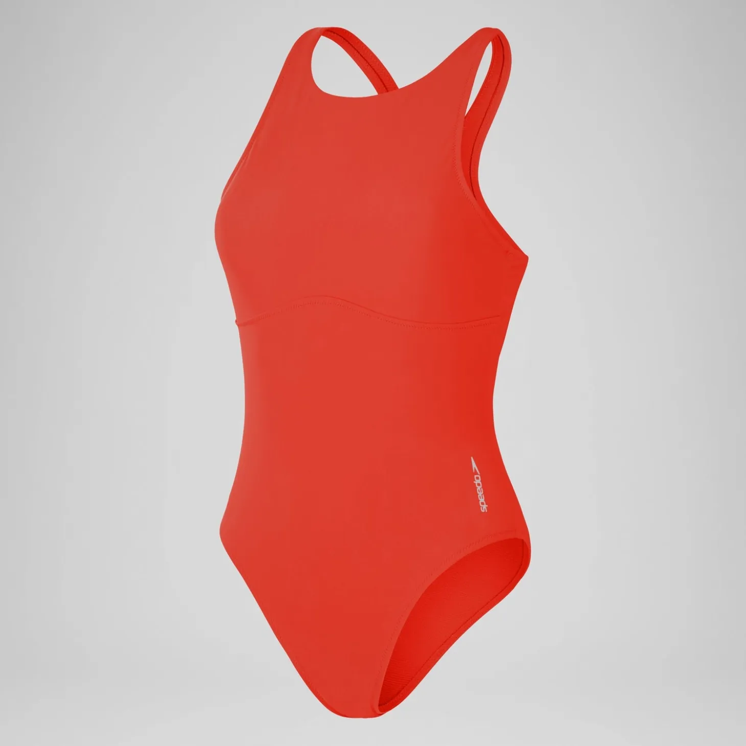 Women's Solid Highneck Swimsuit Red