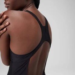 Women's Solid Highneck Swimsuit Dark Grey