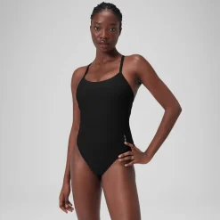 Women's Solid Racerback Swimsuit Dark Grey