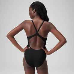 Women's Solid Racerback Swimsuit Dark Grey