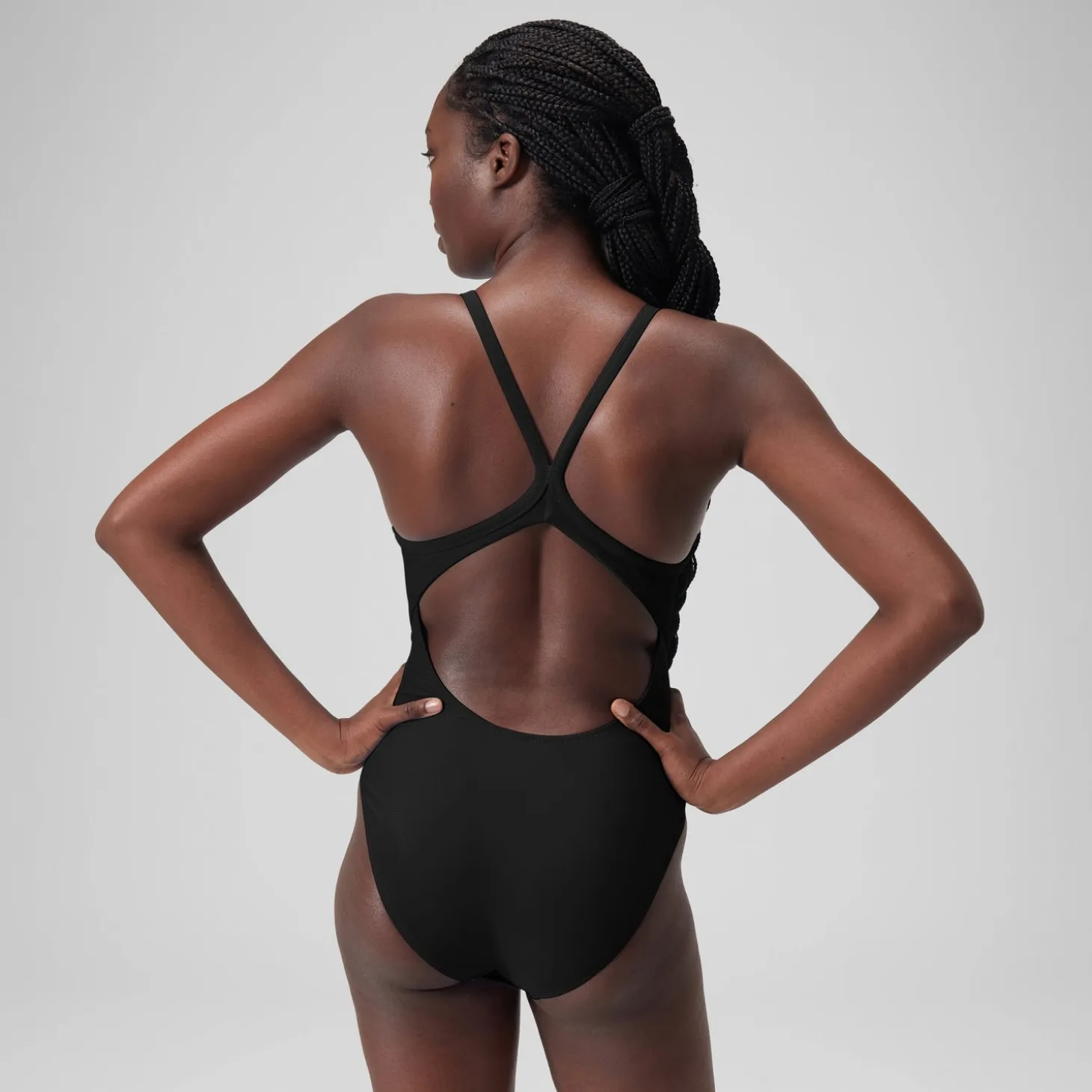 Women's Solid Racerback Swimsuit Dark Grey