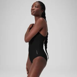 Women's Solid Racerback Swimsuit Dark Grey