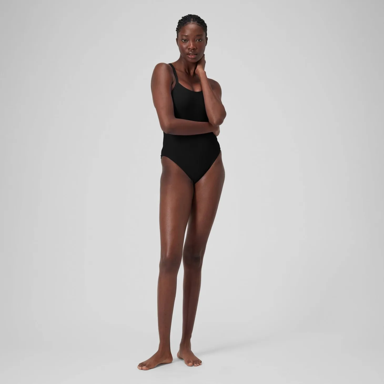 Women's Solid Racerback Swimsuit Dark Grey