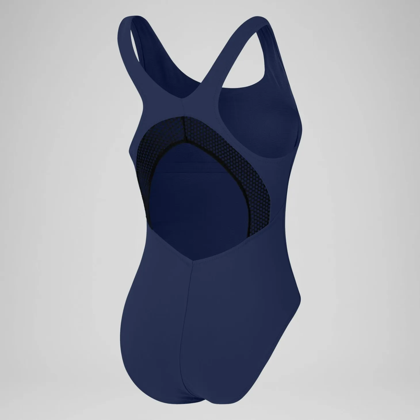 Women's Solid Scoop with Mesh Swimsuit Blue