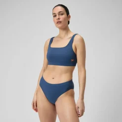 Women's Textured Deep U Back Bikini Navy
