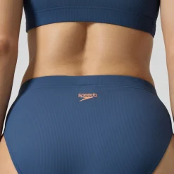 Women's Textured Deep U Back Bikini Navy