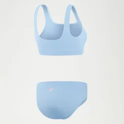 Women's Textured Deep U-Back Bikini Blue